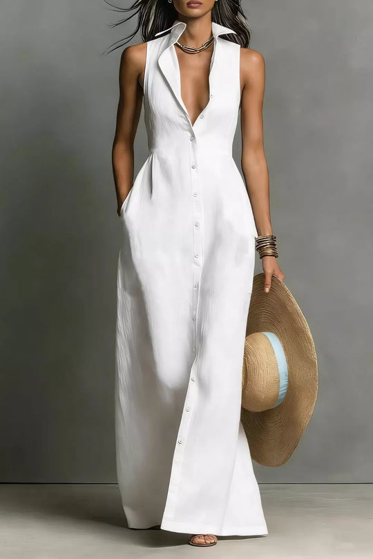Juliette — Sleeveless Button-Down Maxi Dress