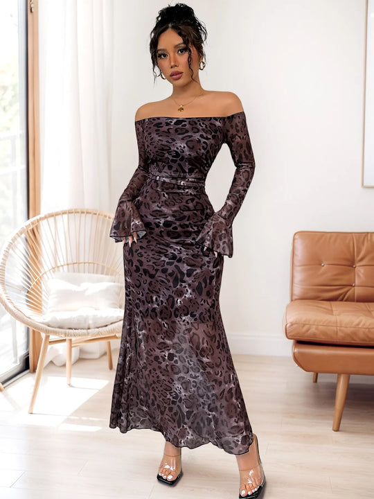 Amalia — Off-Shoulder Long Sleeve Maxi Dress