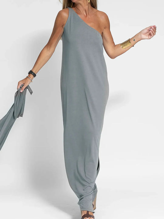 Delphine — One-Shoulder Maxi Dress with Side Slit