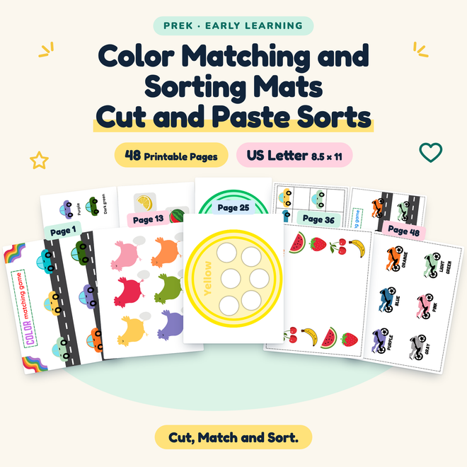 Color Matching and Sorting Mats — Cut, Match and Sort, PreK — cover