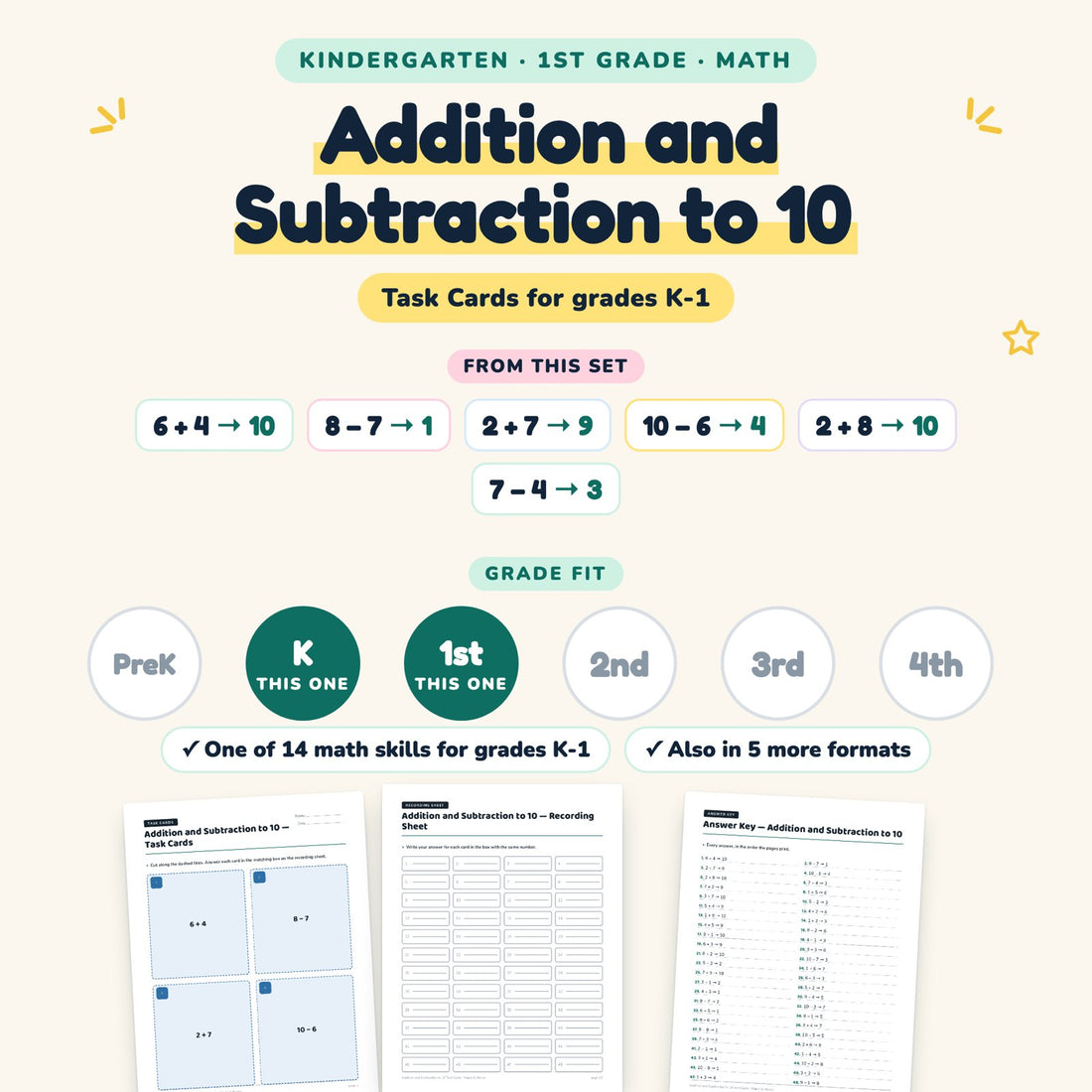 Addition and Subtraction to 10: skill and grade fit