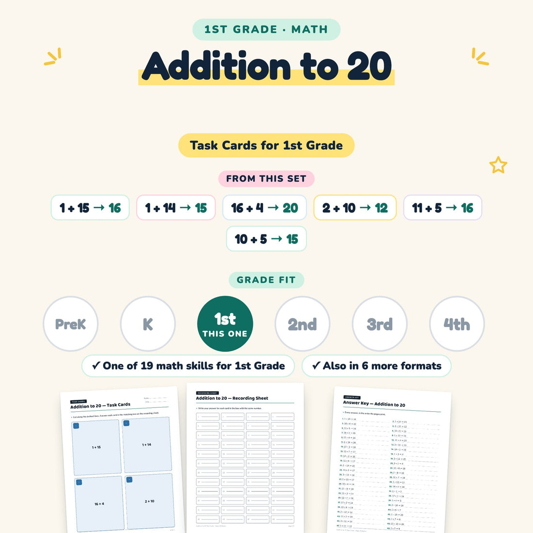 Addition to 20: skill and grade fit