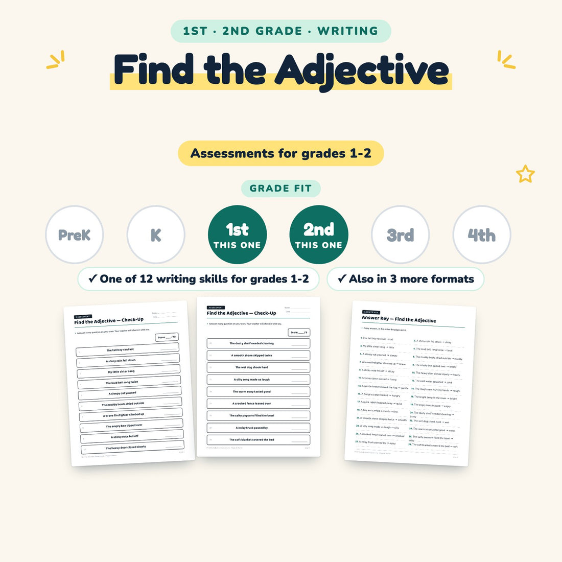 Find the Adjective: skill and grade fit