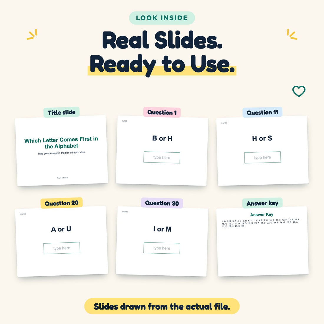 Which Letter Comes First in the Alphabet digital deck: look inside