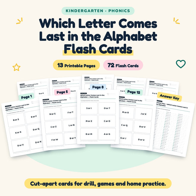 Which Letter Comes Last in the Alphabet Flash Cards | Kindergarten — cover