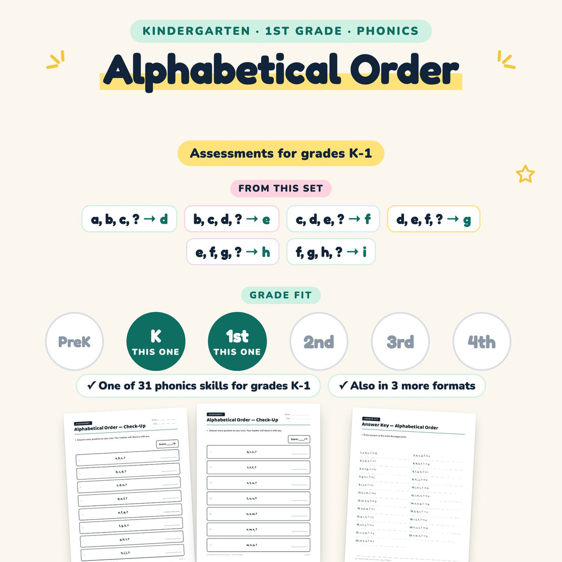 Alphabetical Order: skill and grade fit