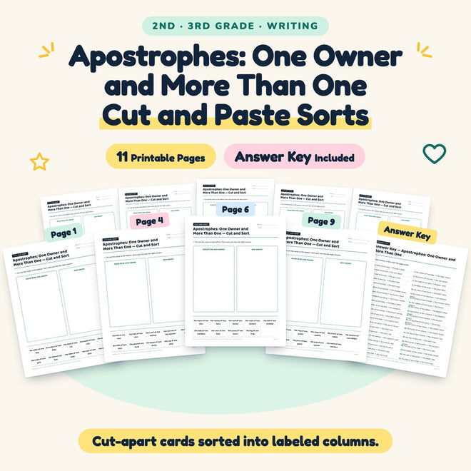 Apostrophes Cut and Paste Sorts | 2nd–3rd Grade (5 Pages) — cover
