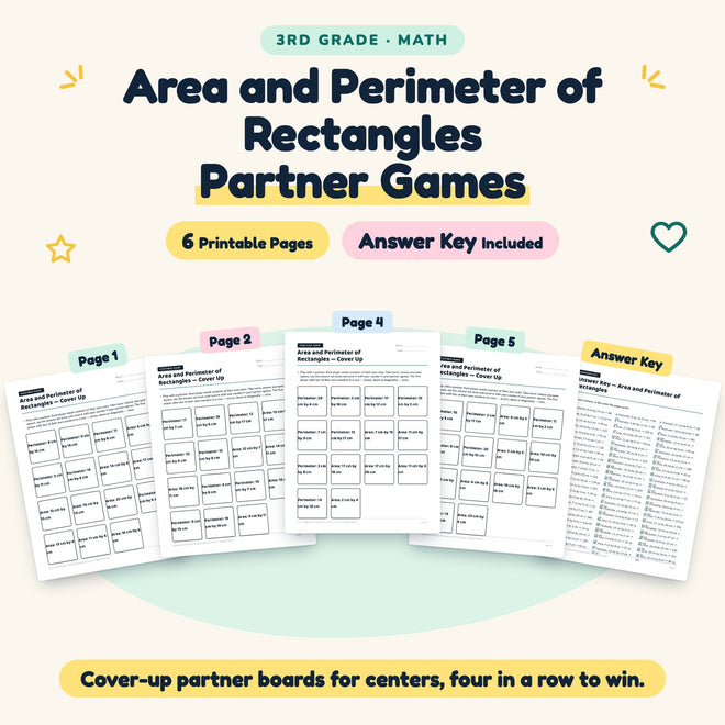 6 Area and Perimeter of Rectangles Partner Games — cover
