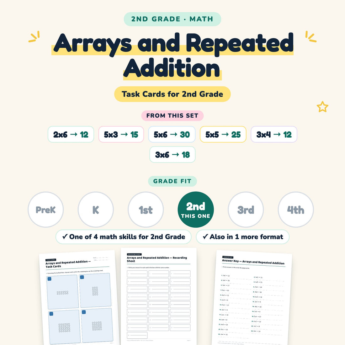 Arrays and Repeated Addition: skill and grade fit