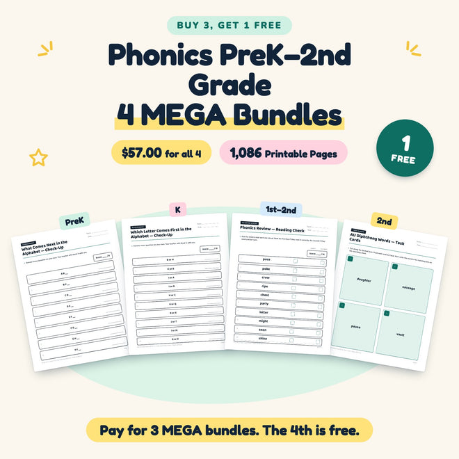 Buy 3 Get 1 FREE | Phonics Preschool–2nd Grade MEGAs (B04) — cover