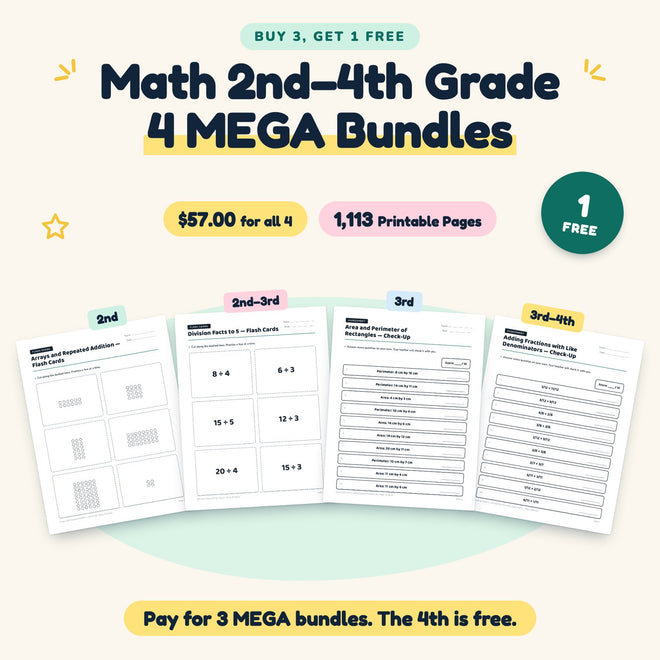 Buy 3 Get 1 FREE | Math 2nd–4th Grade MEGA Bundles (B10) — cover