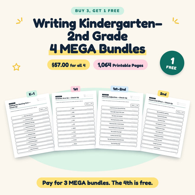 Buy 3 Get 1 FREE | Writing K–2nd Grade MEGA Bundles (B11) — cover