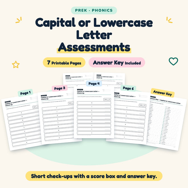 Capital or Lowercase Letter Assessments | Preschool Phonics — cover