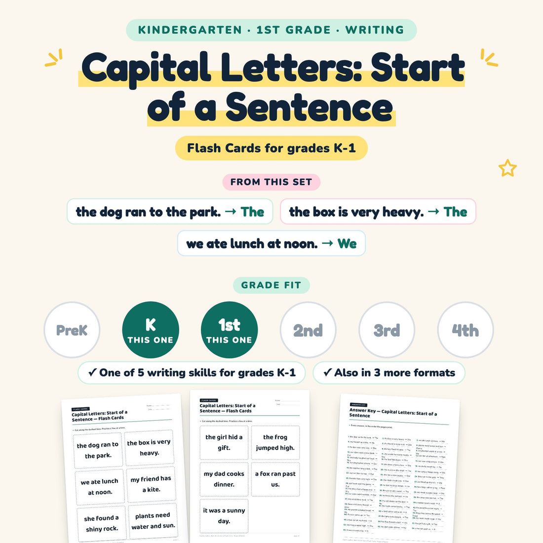 Capital Letters: Start of a Sentence: skill and grade fit