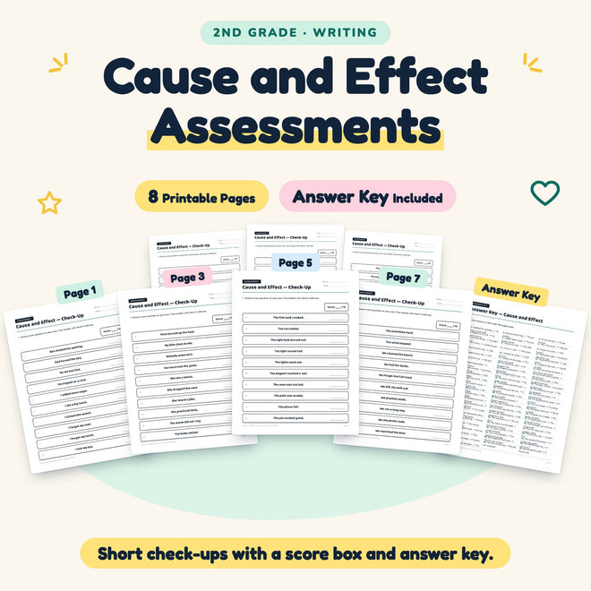 Cause and Effect Assessments | 2nd Grade Writing (4 Pages) — cover