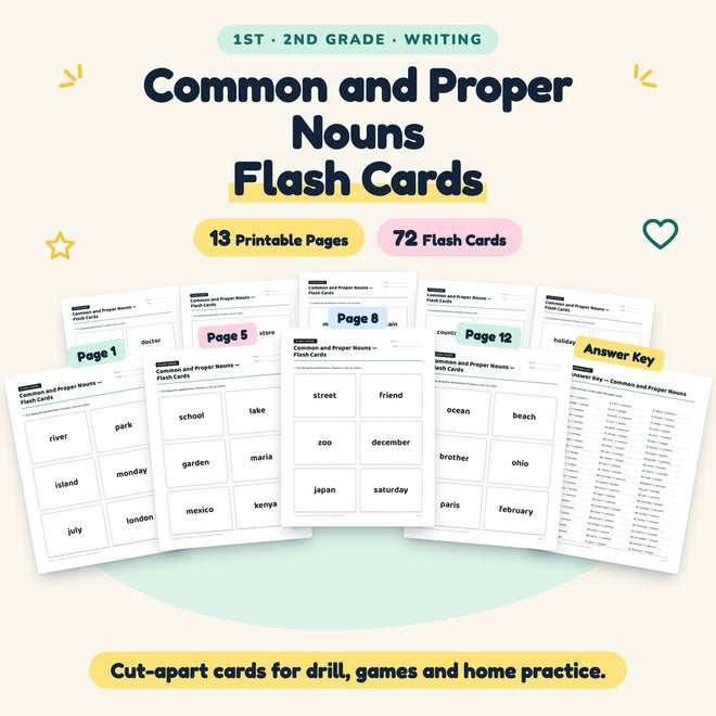 Common and Proper Nouns Flash Cards | 1st–2nd Grade Grammar — cover