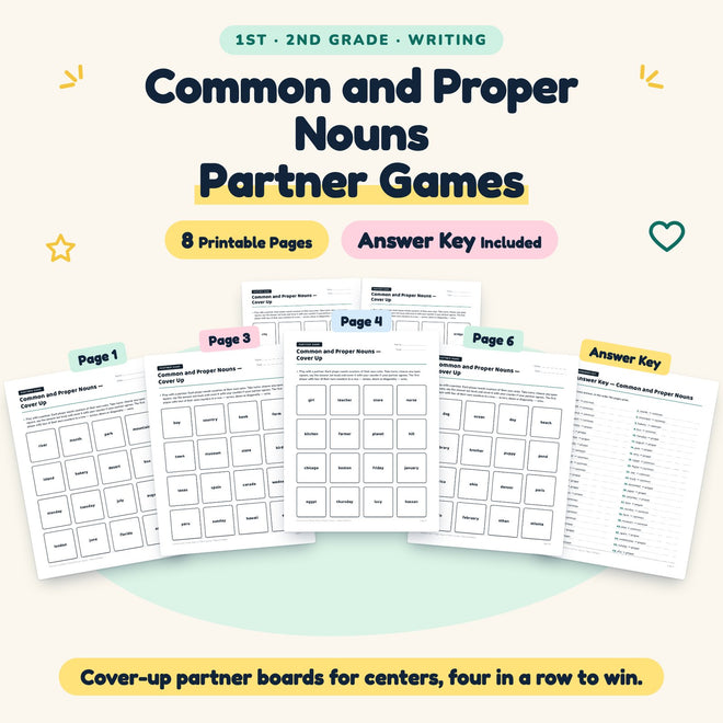Common and Proper Nouns Partner Games | 1st–2nd Grade — cover