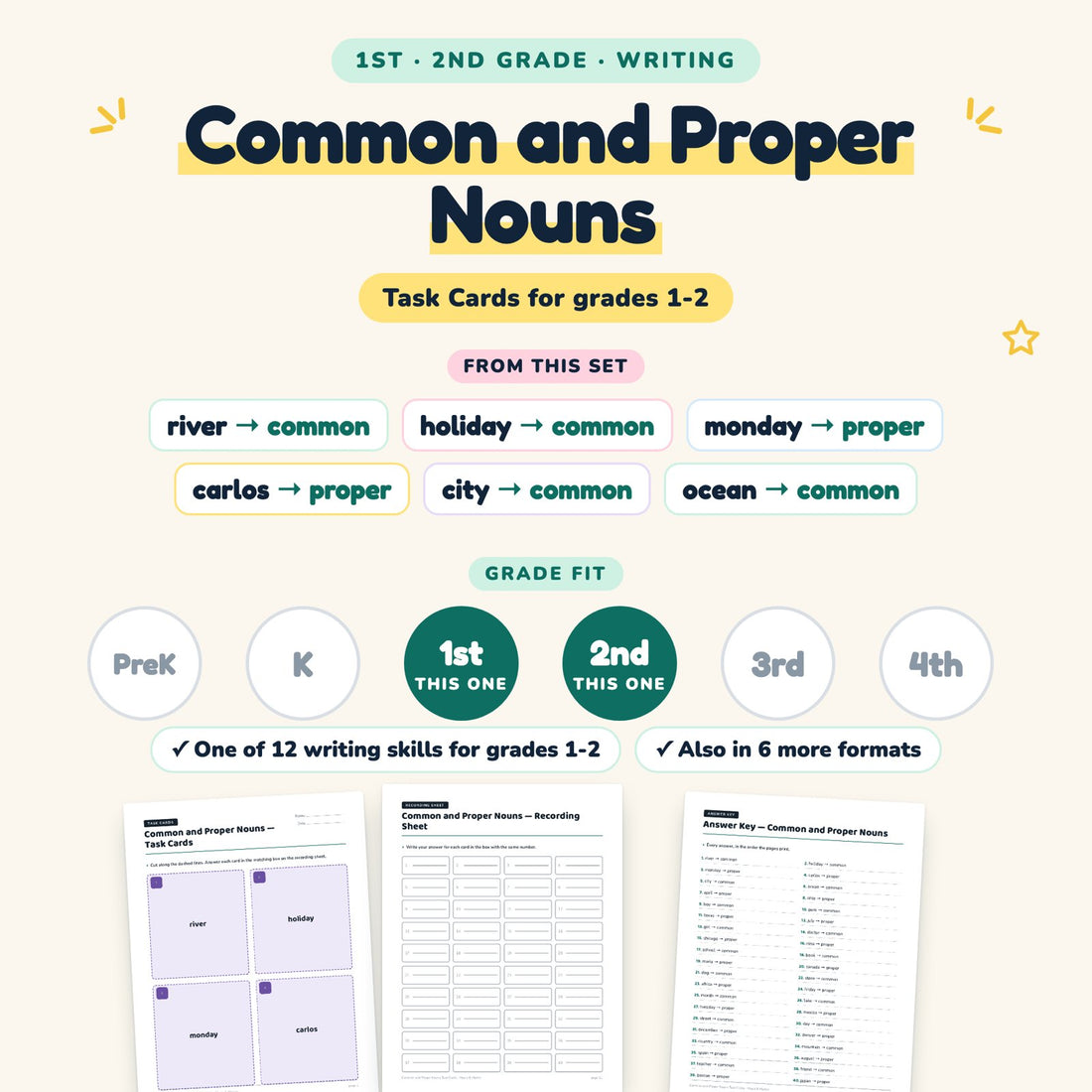 Common and Proper Nouns: skill and grade fit
