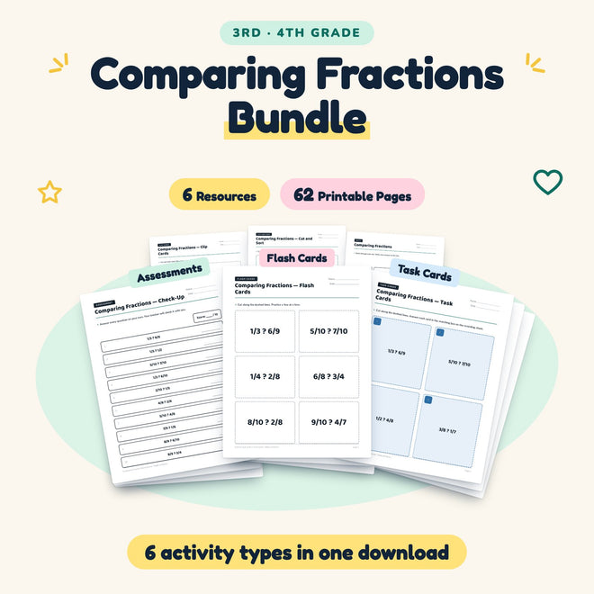 62 Page Comparing Fractions Bundle — cover