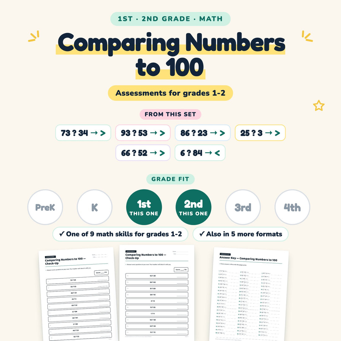 Comparing Numbers to 100: skill and grade fit
