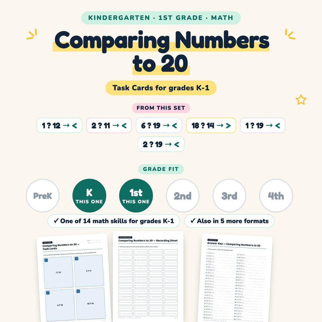 Comparing Numbers to 20: skill and grade fit