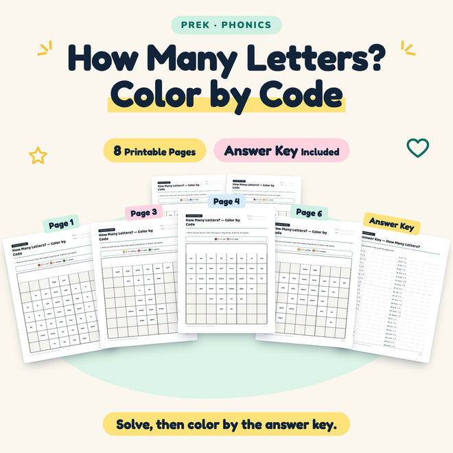 8 How Many Letters? Color by Code — cover