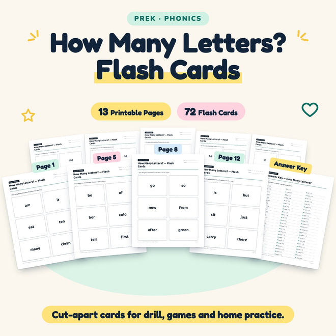 72 How Many Letters? Flash Cards — cover