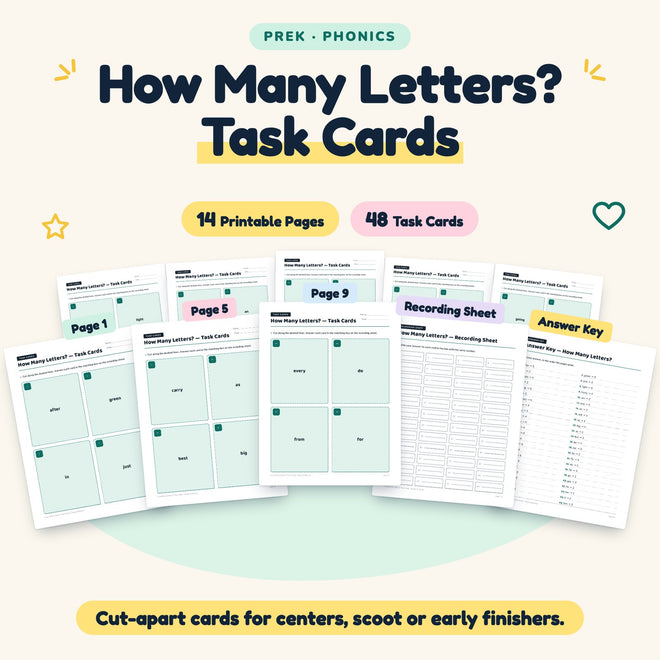 48 How Many Letters? Task Cards — cover