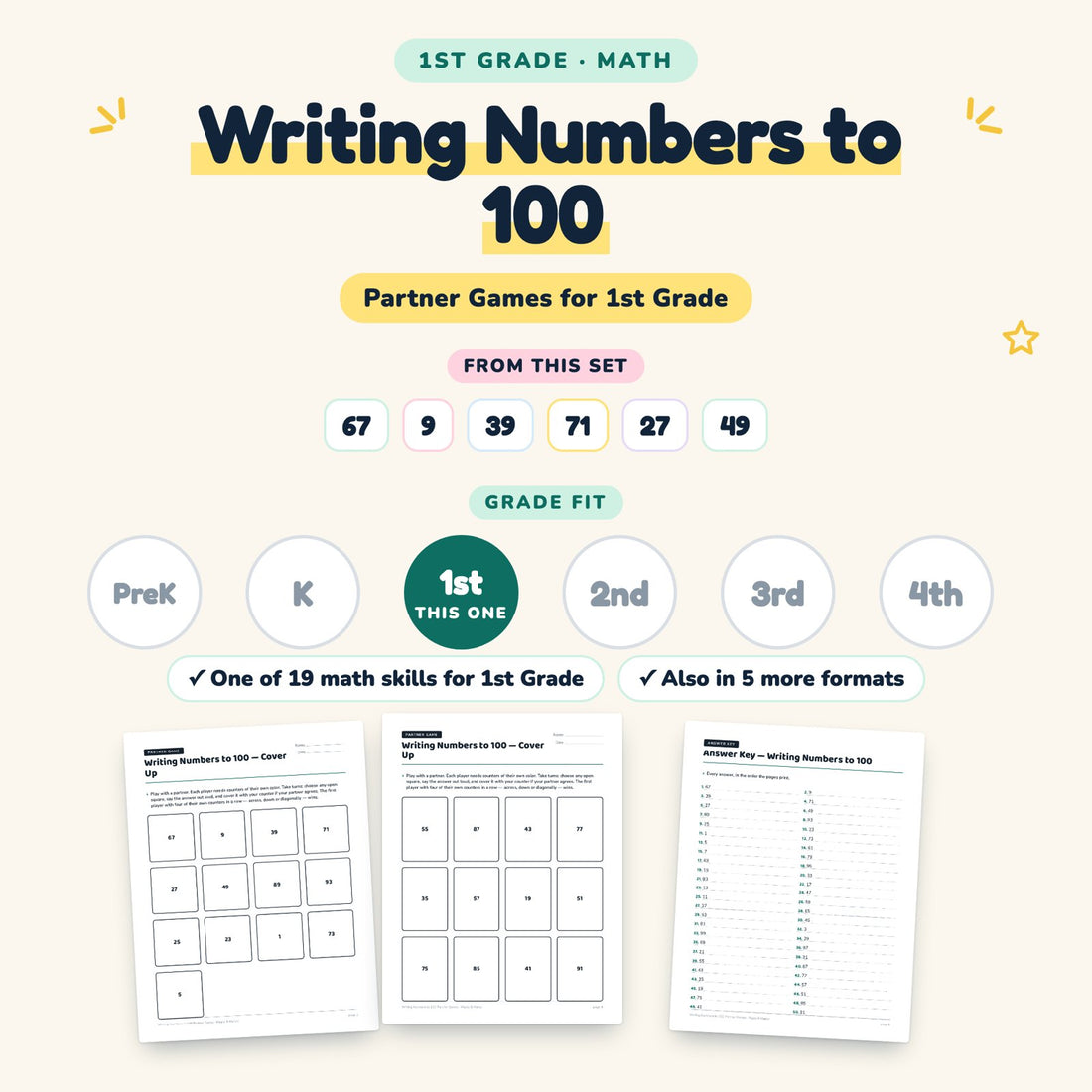 Writing Numbers to 100: skill and grade fit