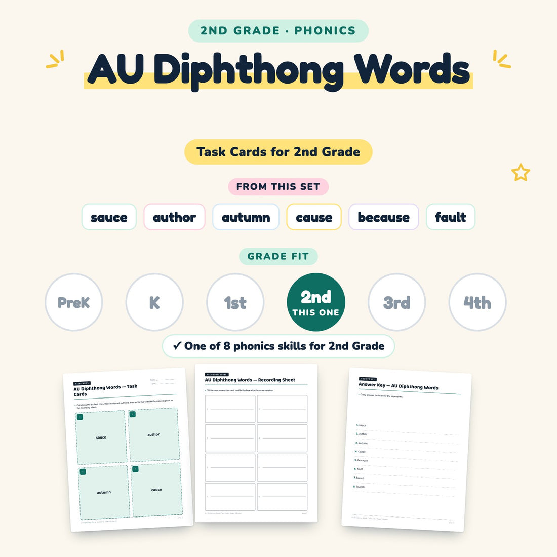 AU Diphthong Words: skill and grade fit