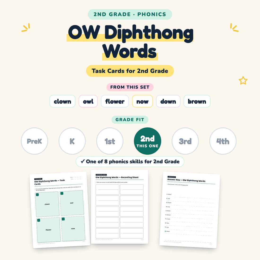 OW Diphthong Words: skill and grade fit