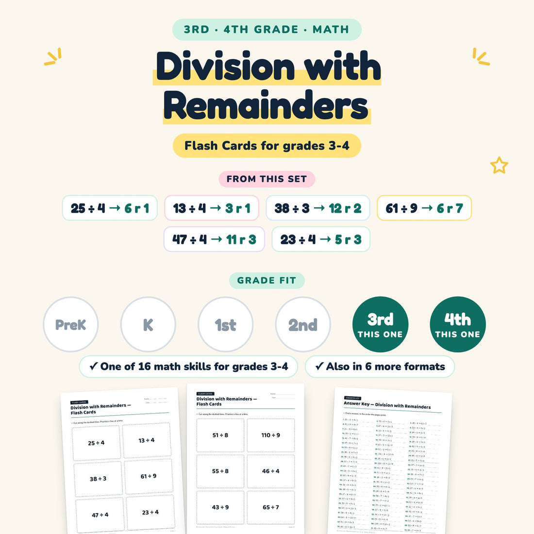 Division with Remainders: skill and grade fit
