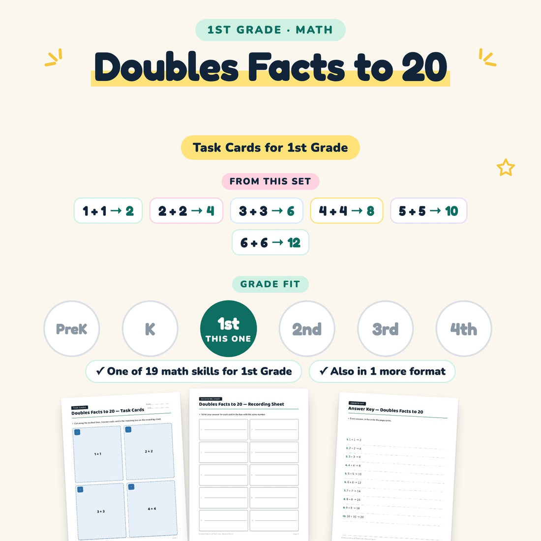 Doubles Facts to 20: skill and grade fit