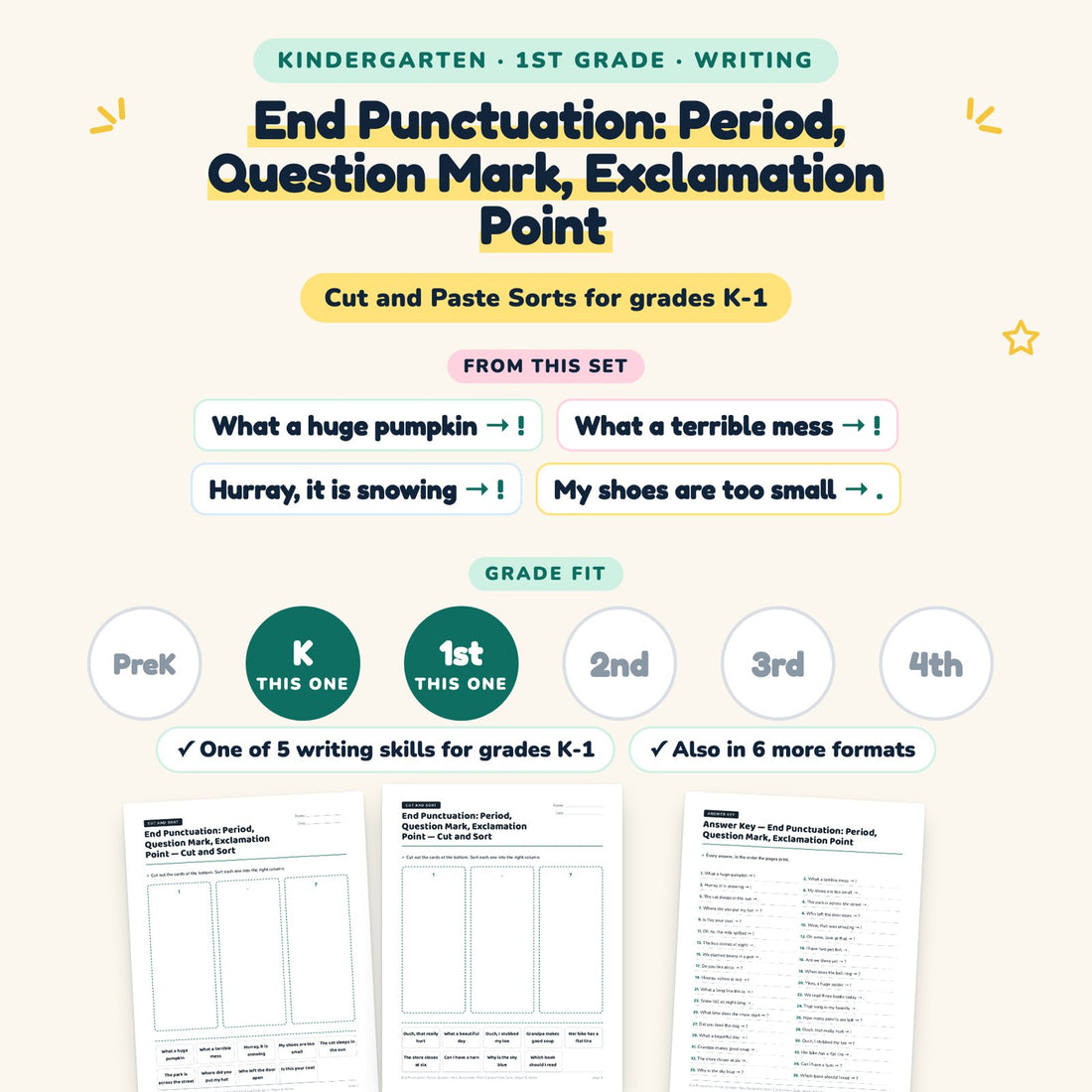 End Punctuation: Period, Question Mark, Exclamation Point: skill and grade fit