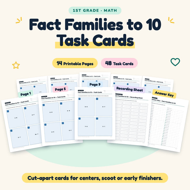 48 Fact Families to 10 Task Cards — cover