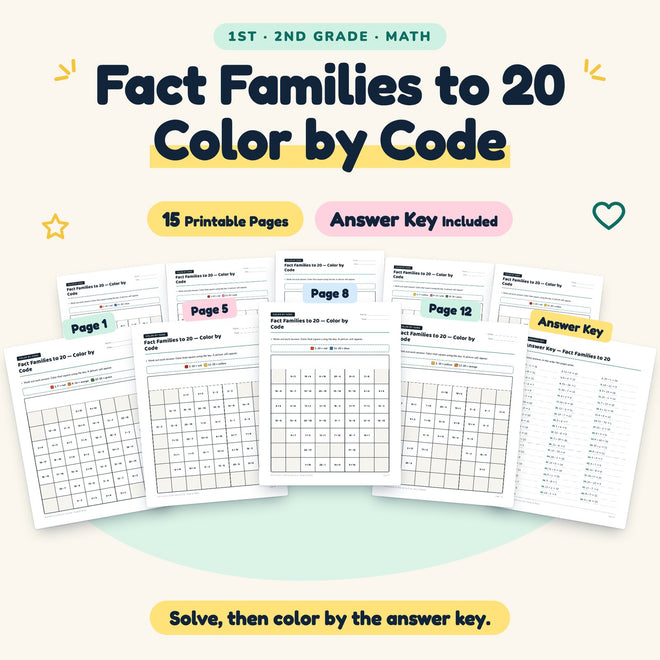 15 Fact Families to 20 Color by Code — cover