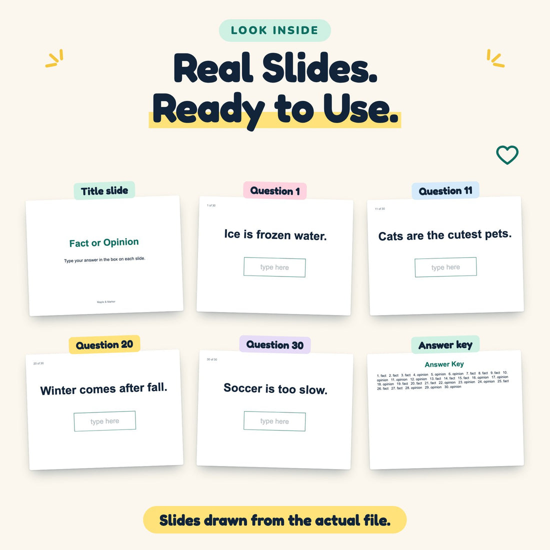 Fact or Opinion digital deck: look inside