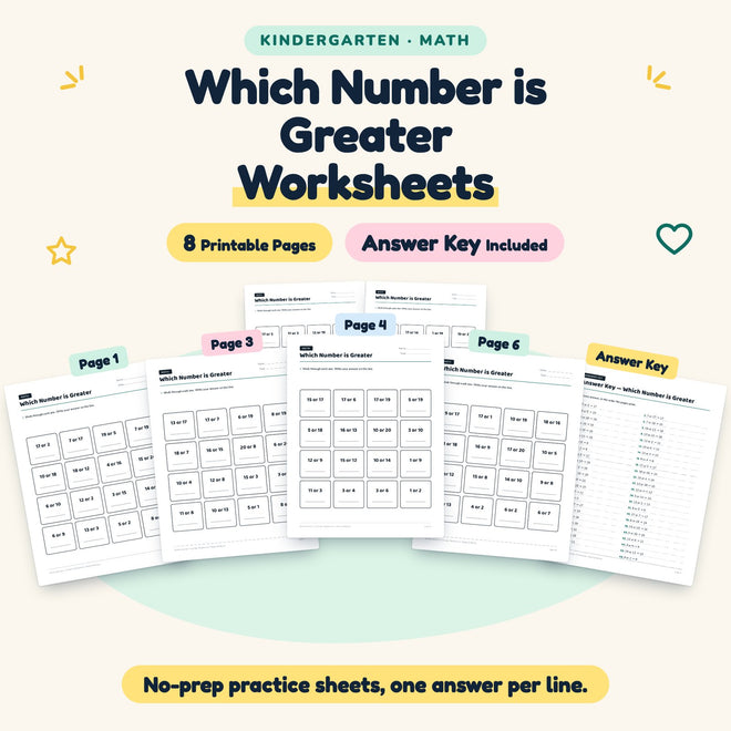 8 Which Number is Greater Worksheets — cover
