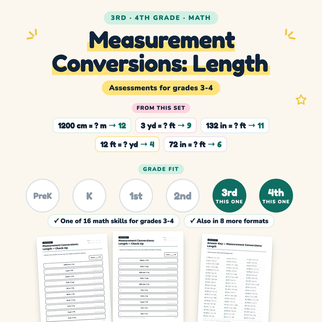 Measurement Conversions: Length: skill and grade fit
