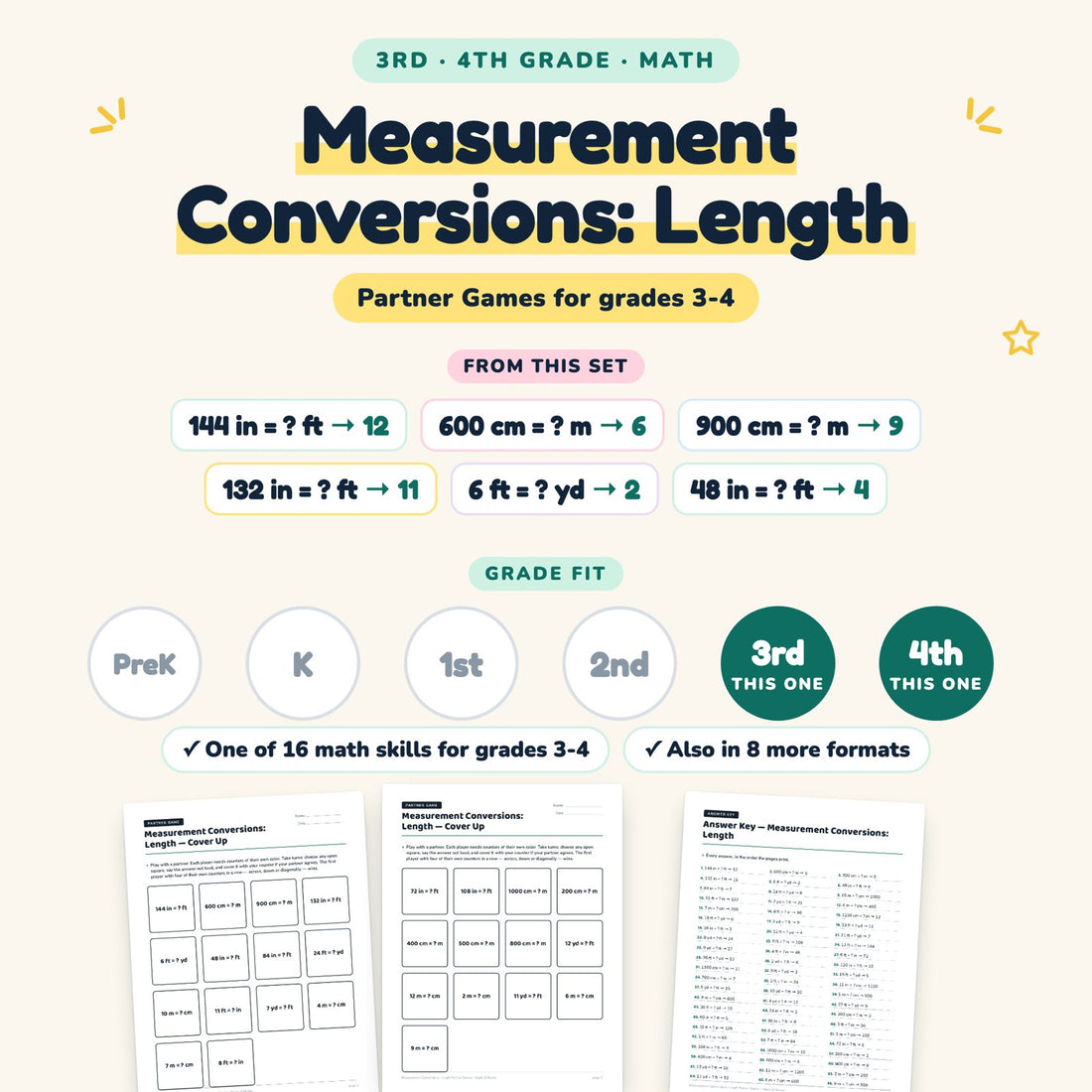 Measurement Conversions: Length: skill and grade fit