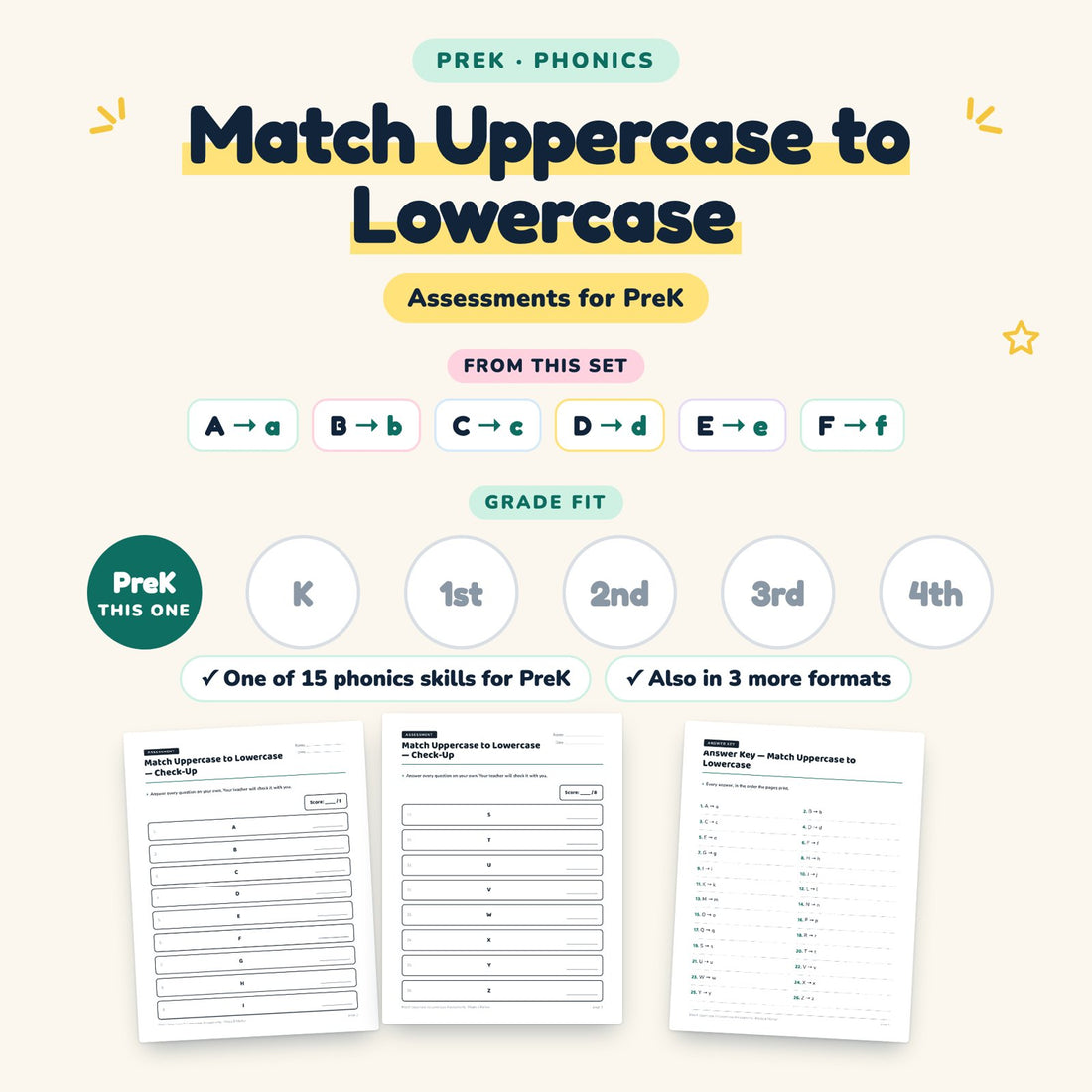 Match Uppercase to Lowercase: skill and grade fit