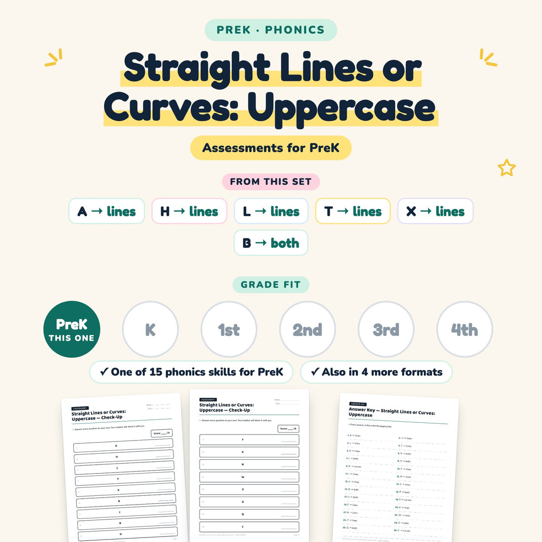 Straight Lines or Curves: Uppercase: skill and grade fit