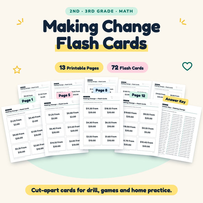 72 Making Change Flash Cards — cover