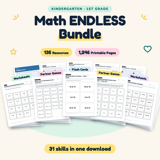Math ENDLESS BUNDLE | Kindergarten (1,118 Pages) — cover