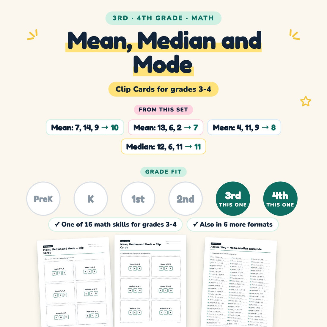 Mean, Median and Mode: skill and grade fit