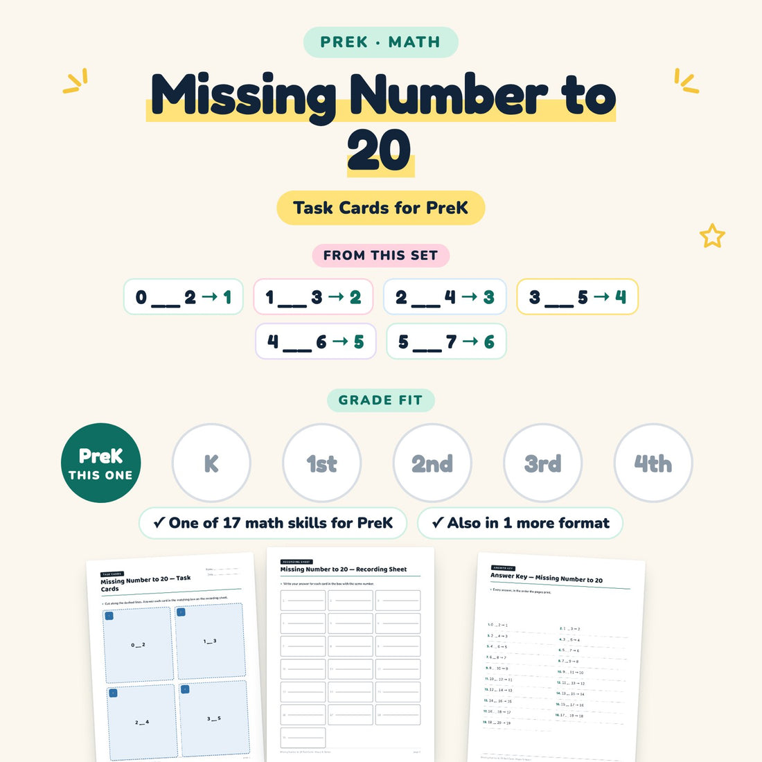Missing Number to 20: skill and grade fit