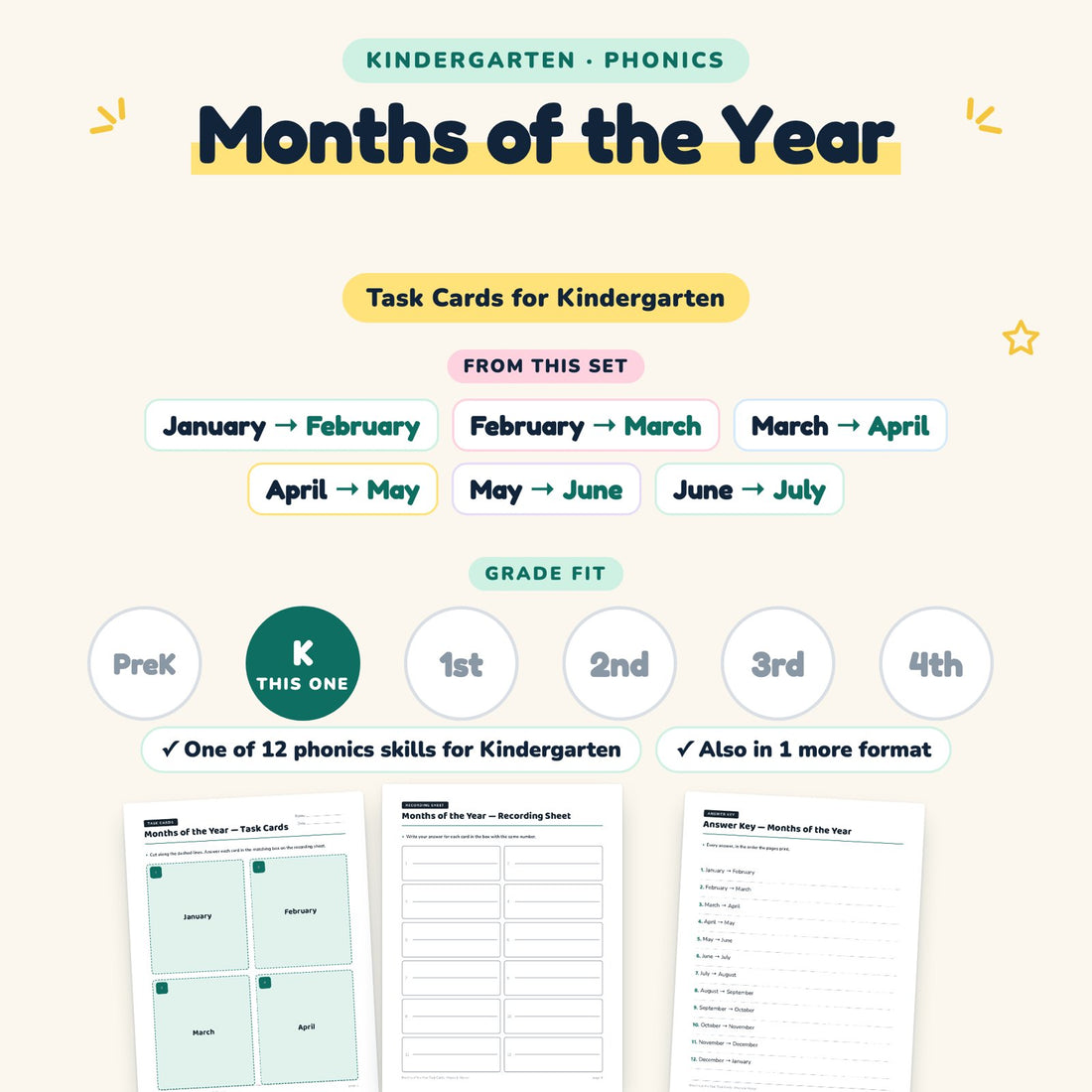 Months of the Year: skill and grade fit