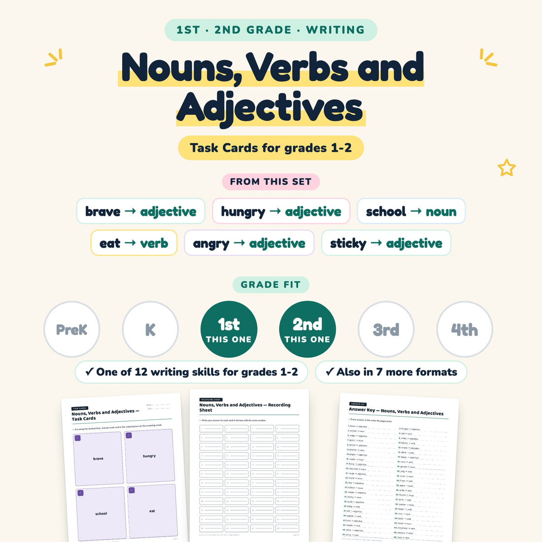 Nouns, Verbs and Adjectives: skill and grade fit