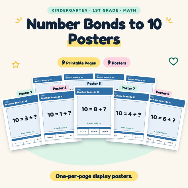 9 Number Bonds to 10 Posters — cover