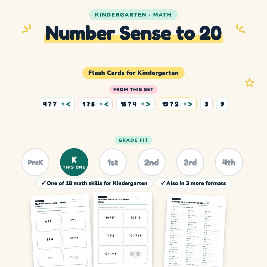 Number Sense to 20: skill and grade fit